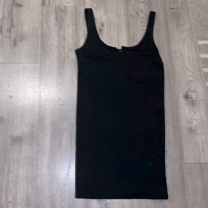 Black ribbed mini dress